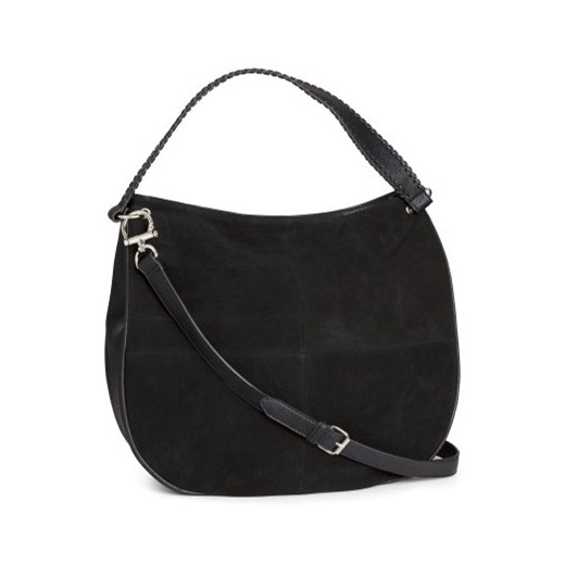 Torba hobo z detalami z zamszu h-m czarny torba
