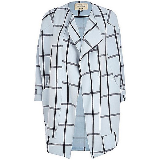 Blue check drape slouchy coat river-island szary 