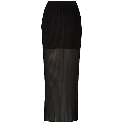 Black pleated slinky column maxi skirt river-island  maxi