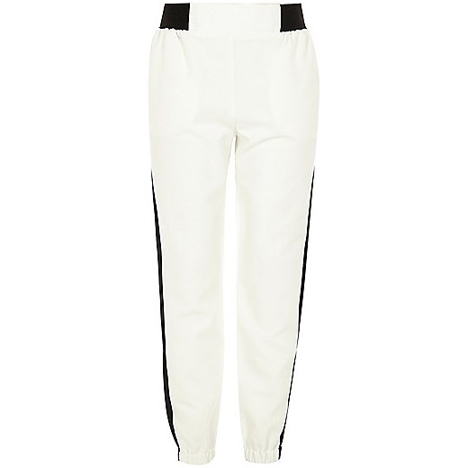 Girls cream sporty jogger trousers river-island bialy 