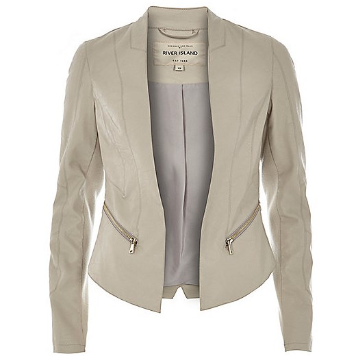 Beige leather-look fitted jacket river-island brazowy 