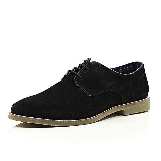 Black suede formal shoes river-island czarny 