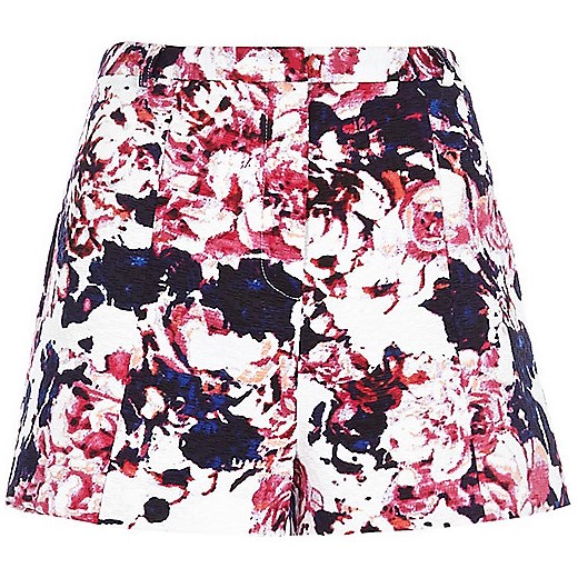 Pink floral print smart shorts river-island szary 