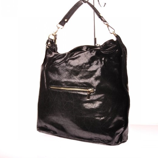MADE IN ITALY Spalla 135 czarna włoska torebka skórzana na ramię skorzana-com bialy glamour