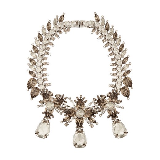 Palladium-tone, crystal and faux pearl necklace net-a-porter bialy 