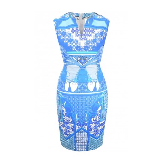 Maxim sukienka bułgarski wzór n-fashion-pl niebieski elegancki
