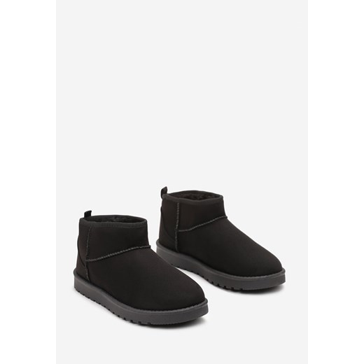 Buty zimowe dziecięce Born2be czarne bez zapięcia zamszowe 