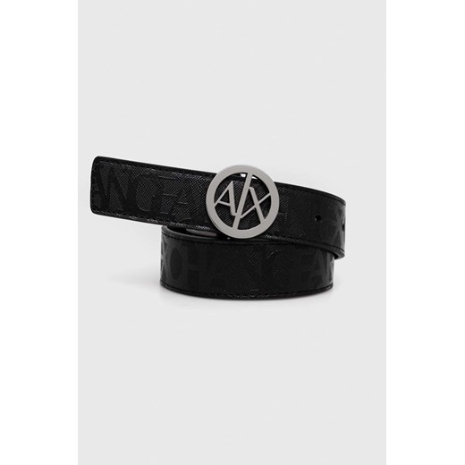 Armani Exchange pasek damski kolor czarny ze sklepu ANSWEAR.com w kategorii Paski damskie - zdjęcie 163349582