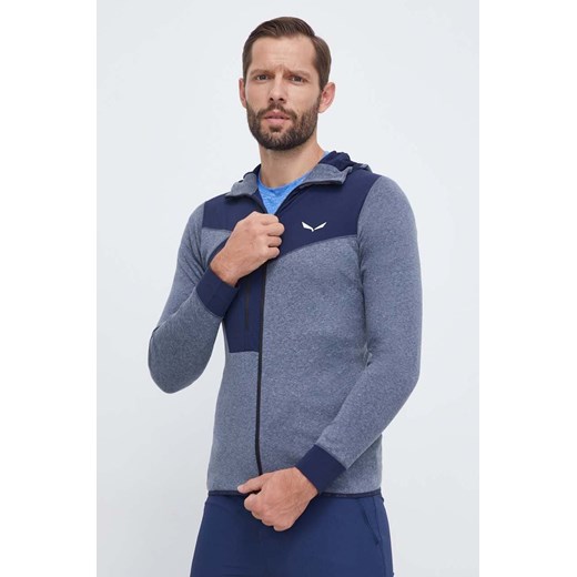 Salewa bluza sportowa Puez 2 Dry męska kolor niebieski z kapturem wzorzysta ze sklepu ANSWEAR.com w kategorii Bluzy męskie - zdjęcie 163353774