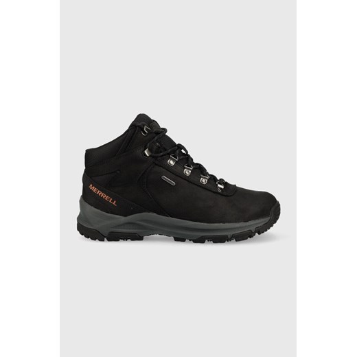 Merrell buty Erie Mid Leather Waterproof męskie kolor czarny ze sklepu ANSWEAR.com w kategorii Buty trekkingowe męskie - zdjęcie 163354641