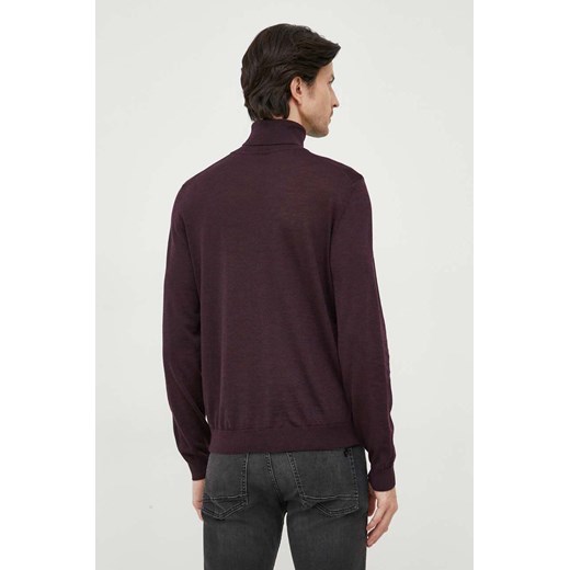 BOSS sweter wełniany męski kolor bordowy lekki z golferm XL ANSWEAR.com