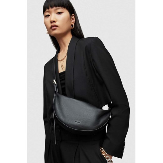 AllSaints torebka skórzana HALF MOON XBODY kolor czarny WB027Z ONE ANSWEAR.com