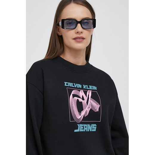 Calvin Klein Jeans bluza damska kolor czarny z nadrukiem XL ANSWEAR.com