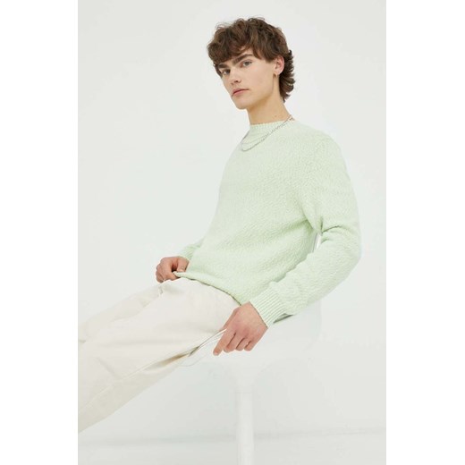 Samsoe Samsoe sweter bawełniany kolor zielony ze sklepu ANSWEAR.com w kategorii Swetry męskie - zdjęcie 163361600