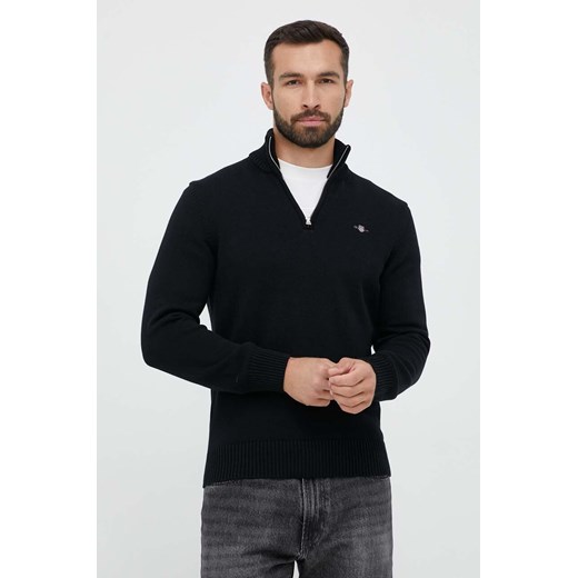 Gant sweter bawełniany kolor czarny ze sklepu ANSWEAR.com w kategorii Swetry męskie - zdjęcie 163362223