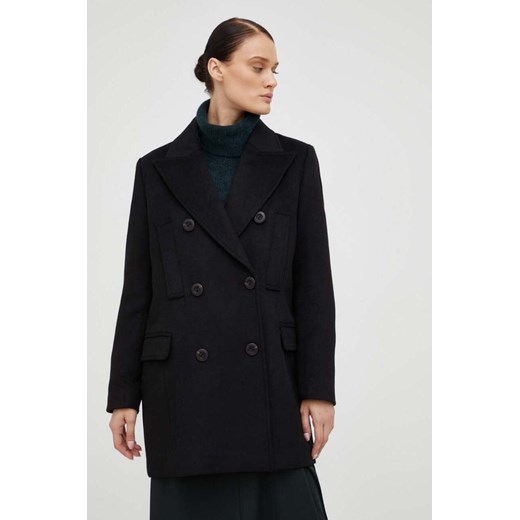 Bruuns Bazaar płaszcz wełniany kolor czarny przejściowy dwurzędowy ze sklepu ANSWEAR.com w kategorii Płaszcze damskie - zdjęcie 163362871