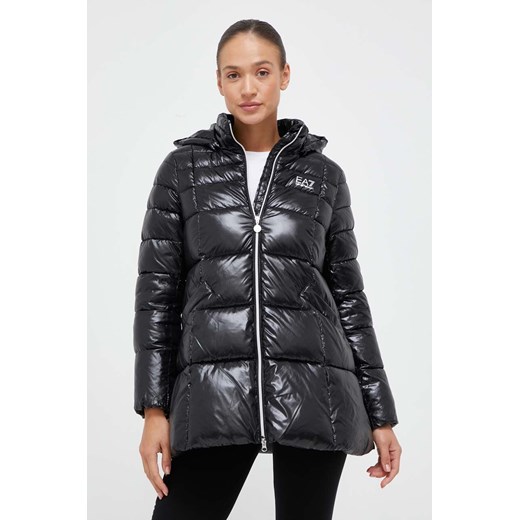 Kurtka damska czarna Emporio Armani z kapturem długa 