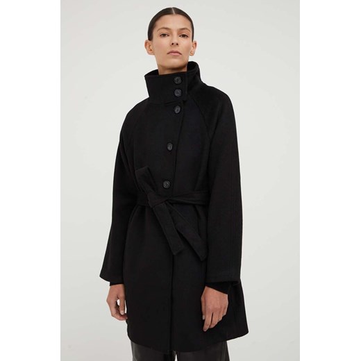 Bruuns Bazaar płaszcz z domieszką wełny kolor czarny przejściowy ze sklepu ANSWEAR.com w kategorii Płaszcze damskie - zdjęcie 163365350