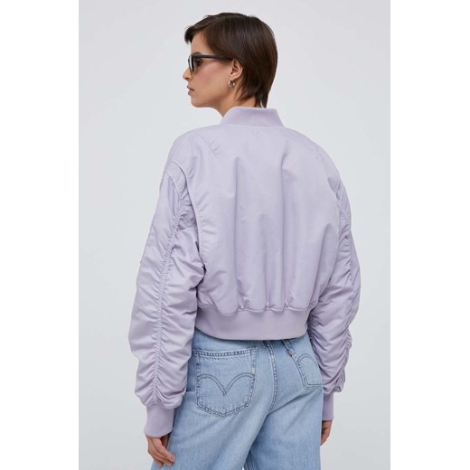 Calvin Klein Jeans kurtka bomber damski kolor fioletowy przejściowa XL ANSWEAR.com