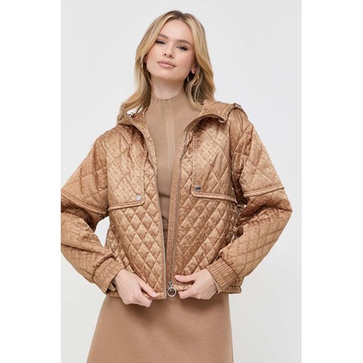 BOSS kurtka damska kolor beżowy przejściowa oversize ze sklepu ANSWEAR.com w kategorii Kurtki damskie - zdjęcie 163366140