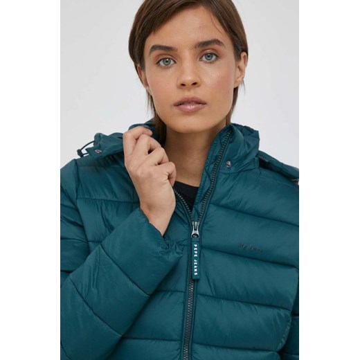 Pepe Jeans kurtka damska kolor zielony zimowa Pepe Jeans XL ANSWEAR.com