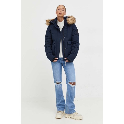 Superdry kurtka damska kolor granatowy zimowa Superdry S ANSWEAR.com