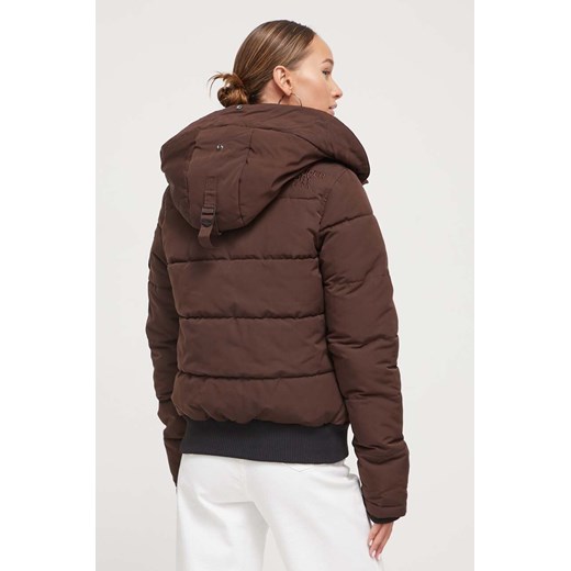 Superdry kurtka damska kolor brązowy zimowa Superdry S ANSWEAR.com