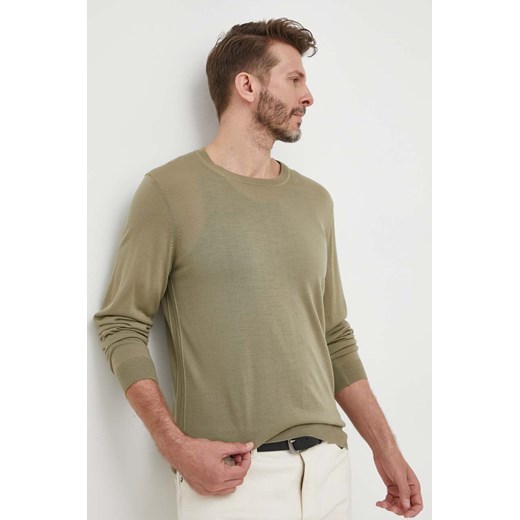 BOSS sweter wełniany kolor zielony 50468239 ze sklepu ANSWEAR.com w kategorii Swetry męskie - zdjęcie 163377684