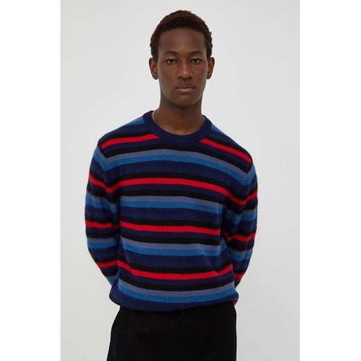 PS Paul Smith sweter wełniany męski kolor granatowy ze sklepu ANSWEAR.com w kategorii Swetry męskie - zdjęcie 163378602