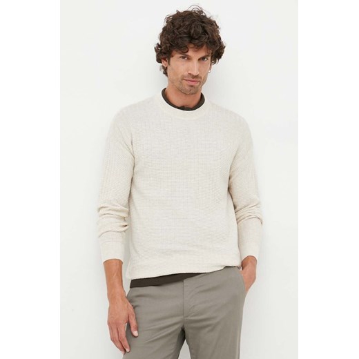 Sisley sweter z domieszką wełny męski kolor beżowy lekki ze sklepu ANSWEAR.com w kategorii Swetry męskie - zdjęcie 163378882