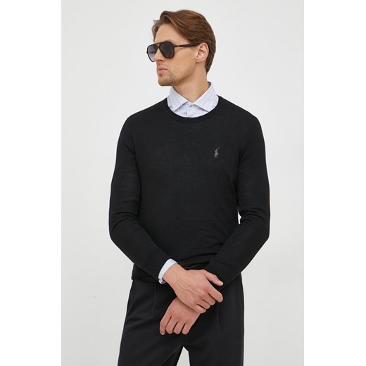 Polo Ralph Lauren sweter wełniany męski kolor czarny ze sklepu ANSWEAR.com w kategorii Swetry męskie - zdjęcie 163379400