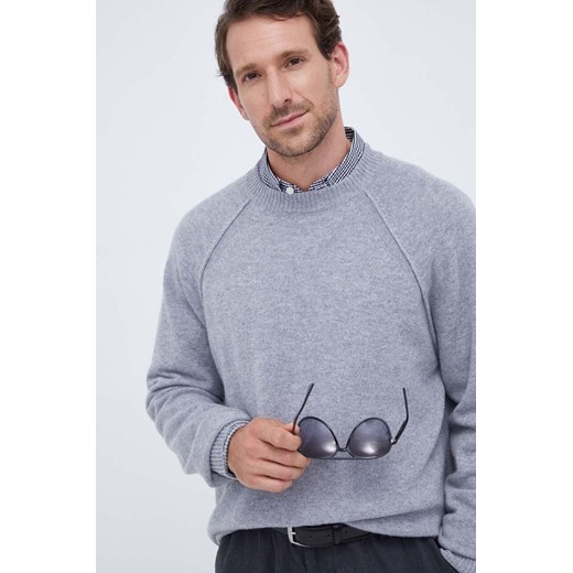 Calvin Klein sweter wełniany męski kolor szary lekki ze sklepu ANSWEAR.com w kategorii Swetry męskie - zdjęcie 163379754
