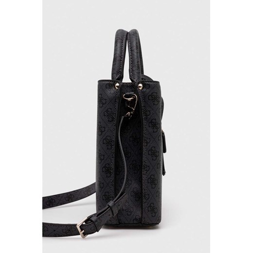 Guess shopper bag czarna z nadrukiem z breloczkiem