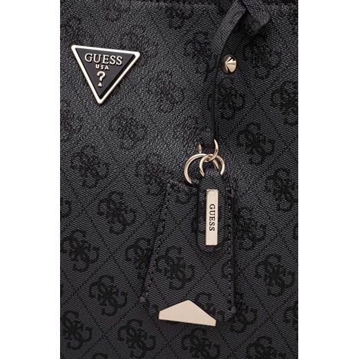 Shopper bag Guess elegancka duża z nadrukiem z breloczkiem