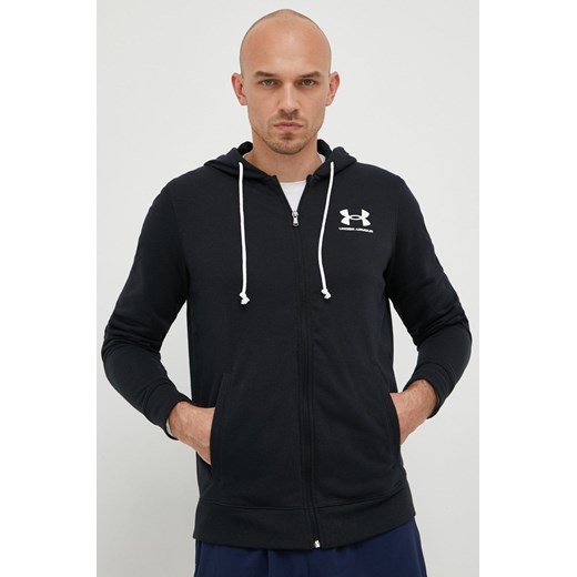 Under Armour bluza męska kolor czarny z kapturem gładka ze sklepu ANSWEAR.com w kategorii Bluzy męskie - zdjęcie 163398063