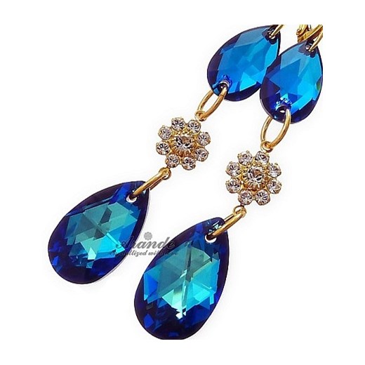 Nowe Kryształy Unikat Kolczyki Blue Bella Gold One Size 111ara111nde