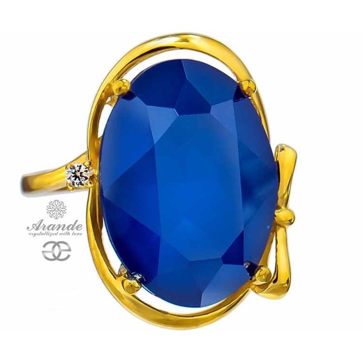 Kryształy przepiękny pierścionek ROYAL BLUE GOLD ZŁOTE SREBRO One Size 111ara111nde