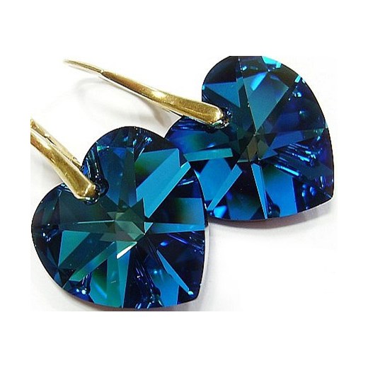 Kryształy Serce kolczyki Złote Srebro 18 BLUE One Size 111ara111nde