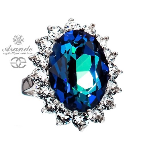 Kryształy piękny pierścionek ROYAL BERMUDA BLUE SREBRO One Size 111ara111nde