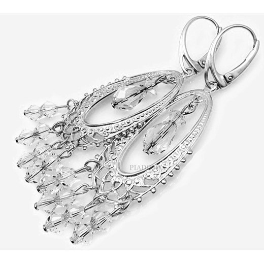 Kryształy UNIKAT NOWE KOLCZYKI CRYSTAL CHANDELIER SREBRO One Size 111ara111nde