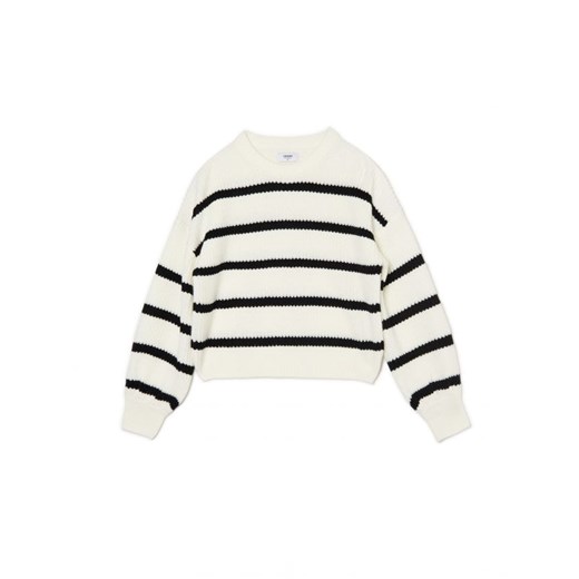 Cropp - Pasiasty sweter z szerokim rękawem - kremowy ze sklepu Cropp w kategorii Swetry damskie - zdjęcie 163440892