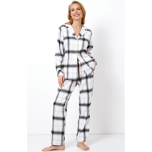 Bawełniana piżama damska Catalina Long, Kolor szaro-biały, Rozmiar S, Aruelle ze sklepu Intymna w kategorii Piżamy damskie - zdjęcie 163447640