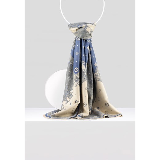 Szaro-niebieski szal w romby z wiskozą ze sklepu Molton w kategorii Szaliki i chusty damskie - zdjęcie 163450332