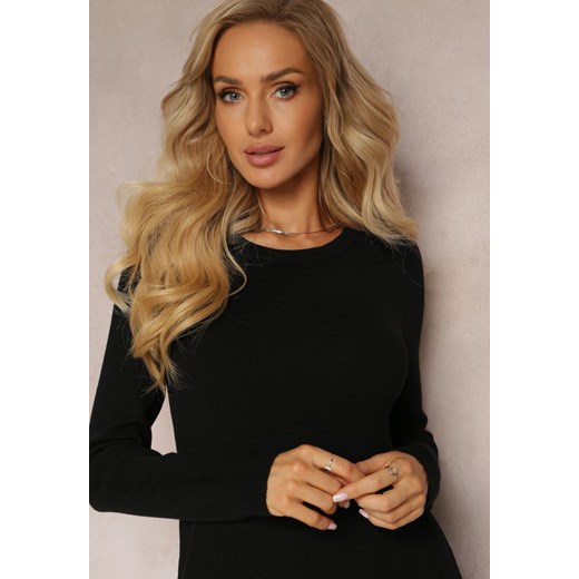 Czarna Rozkloszowana Sukienka Sweterkowa Robbino Renee S okazyjna cena Renee odzież