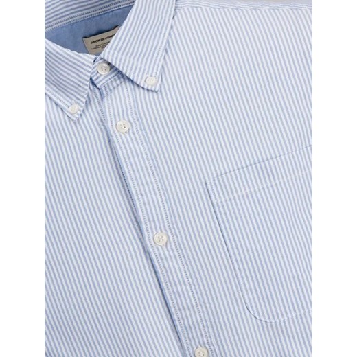 Niebieska koszula męska Jack & Jones z kołnierzykiem button down casualowa