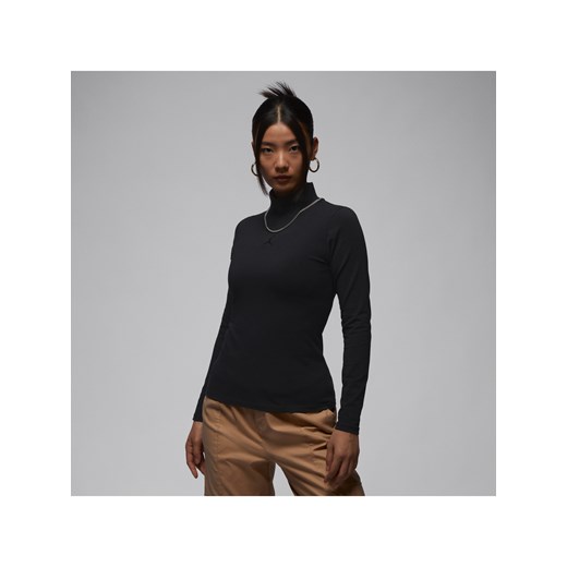 Damska koszulka z długim rękawem i półgolfem Jordan - Czerń ze sklepu Nike poland w kategorii Bluzki damskie - zdjęcie 163460362