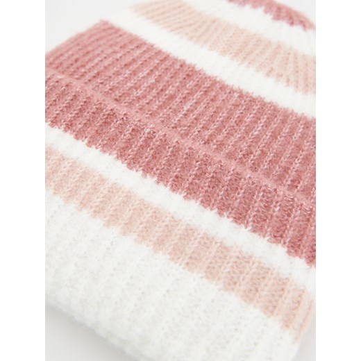 Reserved - Czapka w paski - brudny róż Reserved 5-9 lat Reserved