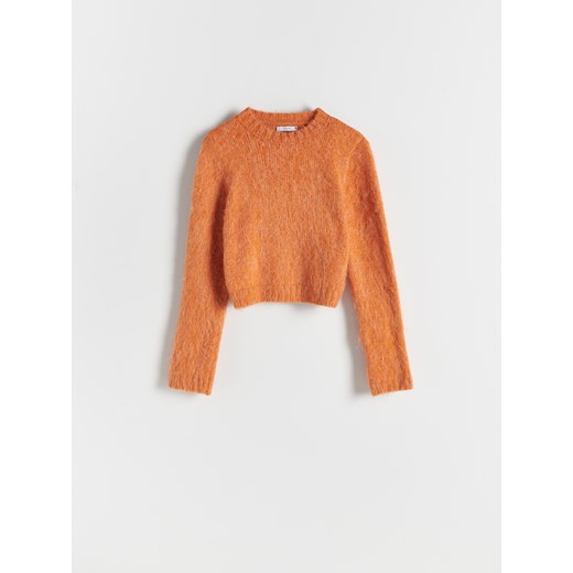 Sweter damski Reserved z okrągłym dekoltem pomarańczowa 