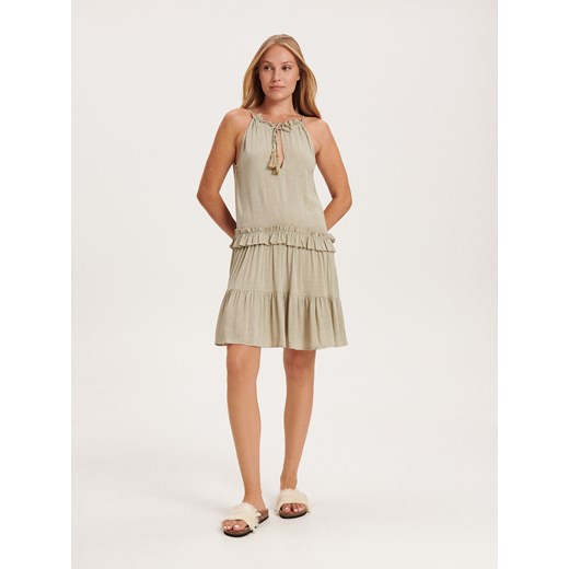 Reserved - Sukienka mini z wiskozy - jasnozielony ze sklepu Reserved w kategorii Sukienki - zdjęcie 163478293