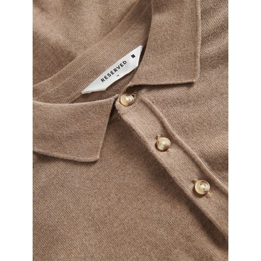 Reserved - Bawełniany longsleeve polo - beżowy Reserved XL Reserved